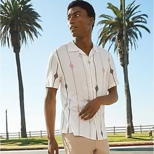 Express Men’s Geo Print Camp Collar Shirt